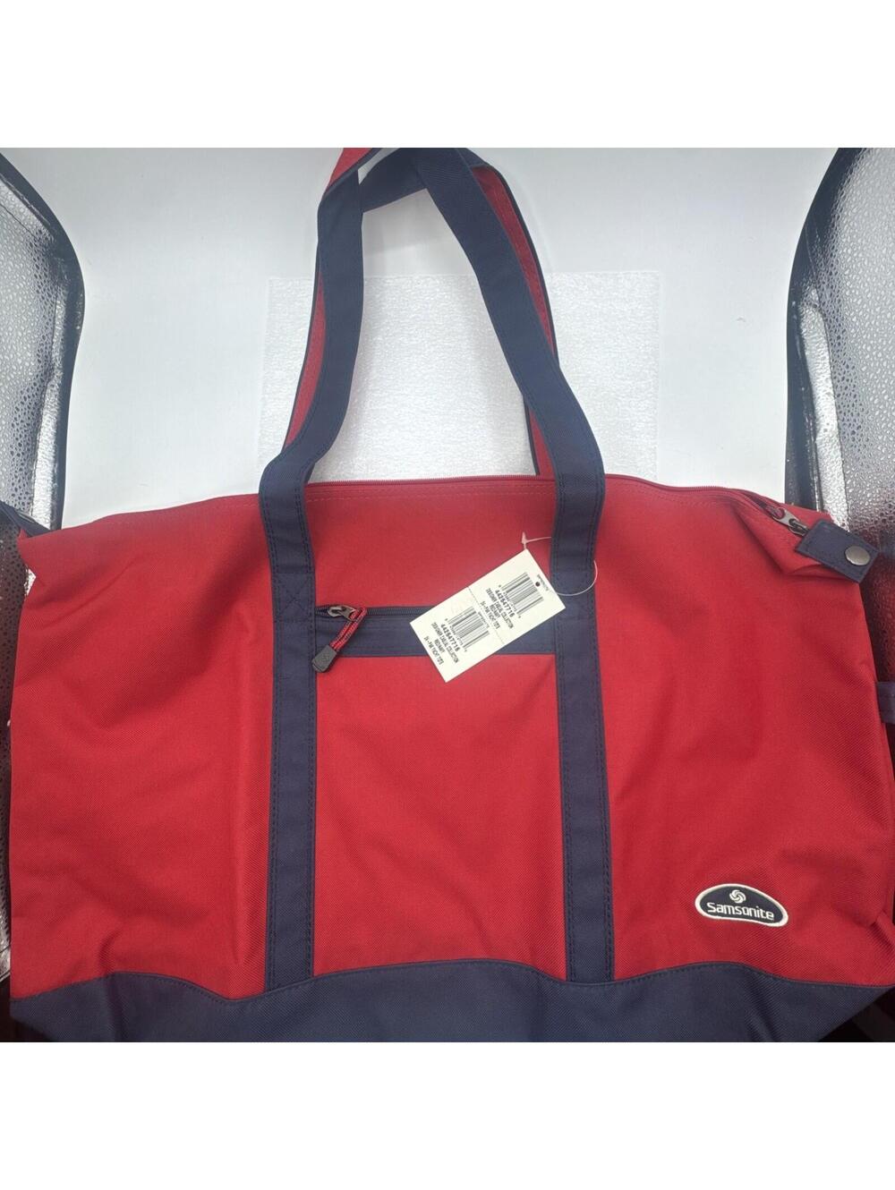 Vtg Samsonite Yacht Bag 24x15x6 Red Blue Canvas Travel Tote Carry On Zipper Top